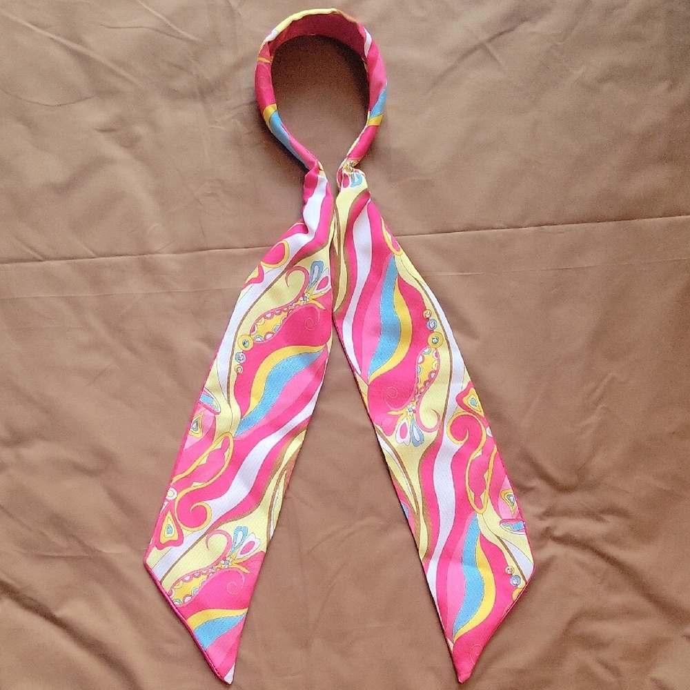 Vibrant Pink and Yellow Hair Scarf